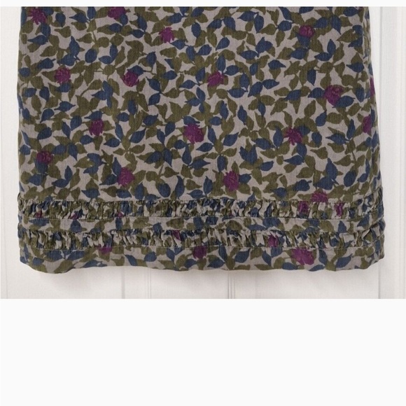Boden Floral Needlecord Corduroy Frill Ruffle Skirt Size 8 Green Purple - Picture 3 of 7